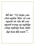 Đề án: Lý luận của chủ nghĩa Mác về con người và vấn đề con người trong sự nghiệp công nghiệp hoá, hiện đại hoá đất nước