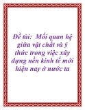 Đề tài:  Mối quan hệ giữa vật chất và ý thức trong việc xây dựng nền kinh tế mới hiện nay ở nước ta