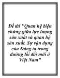 Đề tài "Quan hệ biện chứng giữa lực lượng sản xuất và quan hệ sản xuất. Sự vận dụng của Đảng ta trong đường lối đổi mới ở Việt Nam"