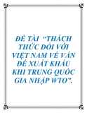 ĐỀ TÀI: THÁCH THỨC ĐỐI VỚI VIỆT NAM VỀ VẤN ĐỀ XUẤT KHẨU KHI TRUNG QUỐC GIA NHẬP WTO