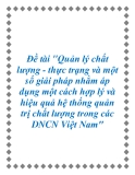 Báo cáo: Quản lý chất lượng - thực trạng và một số giải pháp nhằm áp dụng một cách hợp lý và hiệu quả hệ thống quản trị chất lượng trong các DNCN Việt Nam