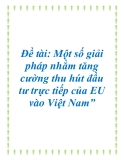 Đề tài: Một số giải pháp nhằm tăng cường thu hút đầu tư trực tiếp của EU vào Việt Nam”.