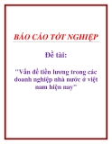 Đề tài về: Vấn đề tiền lương trong các doanh nghiệp nhà nước ở việt nam hiện nay'.