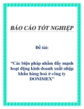 Đề tài: Các biện pháp nhằm đẩy mạnh hoạt động kinh doanh xuất nhập khẩu hàng hoá ở công ty DONIMEX