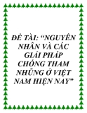 ĐỀ TÀI: NGUYÊN NHÂN VÀ CÁC GIẢI PHÁP CHỐNG THAM NHŨNG Ở VIỆT NAM HIỆN NAY