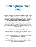 Kinh nghiệm nhập ong