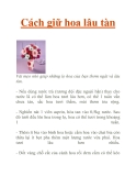 Cách giữ hoa lâu tàn