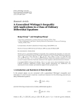Báo cáo hóa học: "  Research Article A Generalized Wirtinger’s Inequality with Applications to a Class of Ordinary Differential Equations"