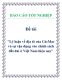 Đề tài: Lý luận về địa tô của CácMac và sự vận dụng vào chính sách đất đai ở Việt Nam hiện nay