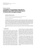 Báo cáo hóa học: " Research Article A Simpliﬁed Constant Modulus Algorithm for Blind Recovery of MIMO QAM and PSK Signals: A Criterion with Convergence Analysis"