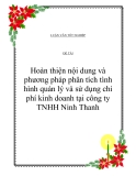 Đề án: Hoàn thiện nội dung và phương pháp phân tích tình hình quản lý và sử dụng chi phí kinh doanh tại công ty TNHH Ninh Thanh