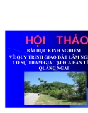 Báo cáo nghiên cứu nông nghiệp " BÀI HỌC KINH NGHIỆM VỀ QUY TRÌNH GIAO ĐẤT LÂM NGHIỆP CÓ SỰ THAM GIA TẠI ĐỊA BÀN TỈNH QUẢNG NGÃI "