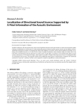 Báo cáo hóa học: " Research Article Localization of Directional Sound Sources Supported by A Priori Information of the Acoustic Environment"