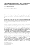 Báo cáo hóa học: "EXACT KOLMOGOROV AND TOTAL VARIATION DISTANCES BETWEEN SOME FAMILIAR DISCRETE DISTRIBUTIONS"