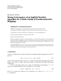 Báo cáo hóa học: "  Research Article Strong Convergence of an Implicit Iteration Algorithm for a Finite Family of "