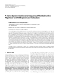 Báo cáo hóa học: " A Frame Synchronization and Frequency Offset Estimation Algorithm for OFDM System and its Analysis"