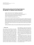 Báo cáo hóa học: "  MAC Security and Security Overhead Analysis in the IEEE 802.15.4 Wireless Sensor Networks"