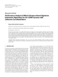 Báo cáo hóa học: "  Research Article Performance Analysis of Blind Subspace-Based Signature Estimation Algorithms for DS-CDMA Systems with Unknown Correlated Noise"