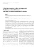 Báo cáo hóa học: " Optimal Throughput and Energy Efﬁciency for Wireless Sensor Networks: Multiple Access and Multipacket "