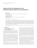 Báo cáo hóa học: " Analysis of the IHC Adaptation for the Anthropomorphic Speech Processing Systems"