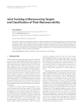 Báo cáo hóa học: " Joint Tracking of Manoeuvring Targets and Classiﬁcation of Their Manoeuvrability"