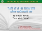 Thiết kế và lập trình Web bằng ngôn ngữ ASP_Phần 1: Giới thiệu tổng quan về Web