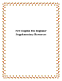 New English File Beginner Supplementary Resources