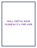 M&A: NHỮNG KINH NGHIỆM CỦA THẾ GIỚI