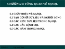 Lập trình Web-Chương 6: Tổng quan về MySQL