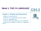 Week 1: THE C# LANGUAGE