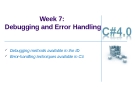 Week 7: Debugging and Error Handling