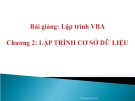 Lập trình VBA - Lập trình cơ sở dữ liệu