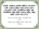 Thực trạng hoạt động nghiên cứu khoa học của sinh viên