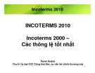 INCOTERMS 2010 Incoterms 2000 – Các thông lệ tốt nhất