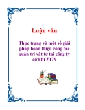 Luận văn: Thực trạng và một số giải pháp hoàn thiện công tác quản trị vật tư tại công ty cơ khí Z179