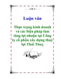 Luận văn: Thực trạng và các biện pháp làm tăng lợi nhuận tại công ty cổ phần xây dựng thủy lợi Thái Thụy