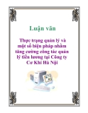 Luận văn: Thực trạng quản lý và một số biện pháp nhằm tăng cường công tác quản lý tiền lương tại Công ty Cơ Khí Hà Nội