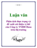 Luận văn: Phân tích thực trạng và đề xuất cải thiện vị thế của Công ty TNHH Hasa trên thị trường