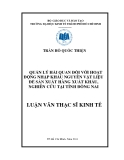 Luận văn: Hoàn thiện công tác quản lý hải quan đối với hoạt động nhập khẩu NVL tại Đồng Nai