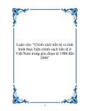 Luận văn: "Chính sách tiền tệ và tình hình thực hiện chính sách tiền tệ ở Việt Nam trong giai đoạn từ 1986 đến 2000"