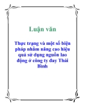 Luận văn: Thực trạng và một số biện pháp nhằm nâng cao hiệu quả sử dụng nguồn lao động ở công ty đay Thái Bình