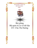 Bài giảng Hệ quản trị cơ sở dữ liệu - Chu Thị Hường