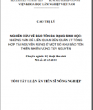 Luận văn : Những vấn đề liên quan đến quản lý tổng hợp tài nguyên rừng ở một số khu bảo tồn thiên nhiên vùng lâm sinh