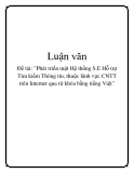 Đề tài: ”Phát triển một Hệ thống S.E Hỗ trợ Tìm kiếm Thông tin, thuộc lãnh vực CNTT trên Internet qua từ khóa bằng tiếng Việt”