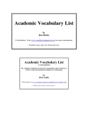 Academic Vocabulary List by Jim Burke