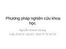 Bài giảng về môn phương pháp nghiên cứu khoa học 