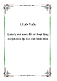 LUẬN VĂN:  Quản lý nhà nước đối với hoạt động du lịch trên địa bàn tỉnh Ninh Bình