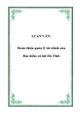 LUẬN VĂN:  Hoàn thiện quản lý tài chính của Bảo hiểm xã hội Hà Tĩnh