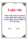 Luận văn: Thực trạng công tác quản lý và giải pháp tăng cường công tác huy động vốn tại NHĐT và PT Việt Nam