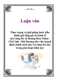 Luận văn: Thực trạng và giải pháp bước đầu đánh giá tổng giá trị kinh tế của rừng Dẻ xã Hoàng Hoa Thám Chí Linh - Hải Dương cho việc hoạch định chính sách duy trì rừng Dẻ này trong giai đoạn hiện nay